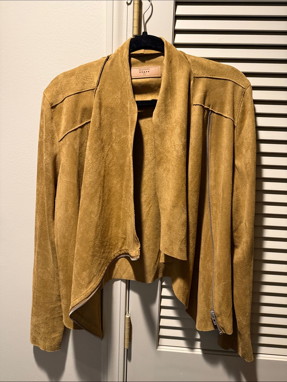 Blank NYC Mustard Suede Draped Leather Jacket